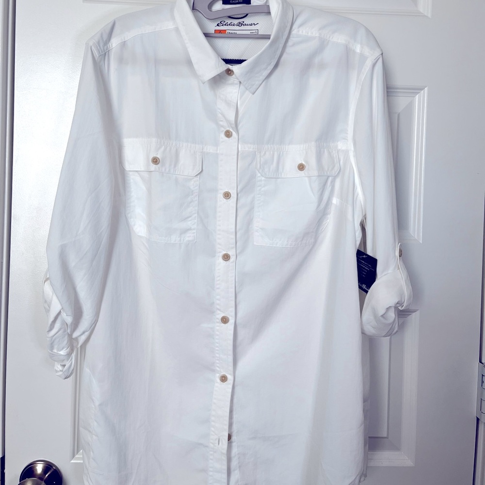 Eddie Bauer Mountain Ripstop Shirt- L White NWT
